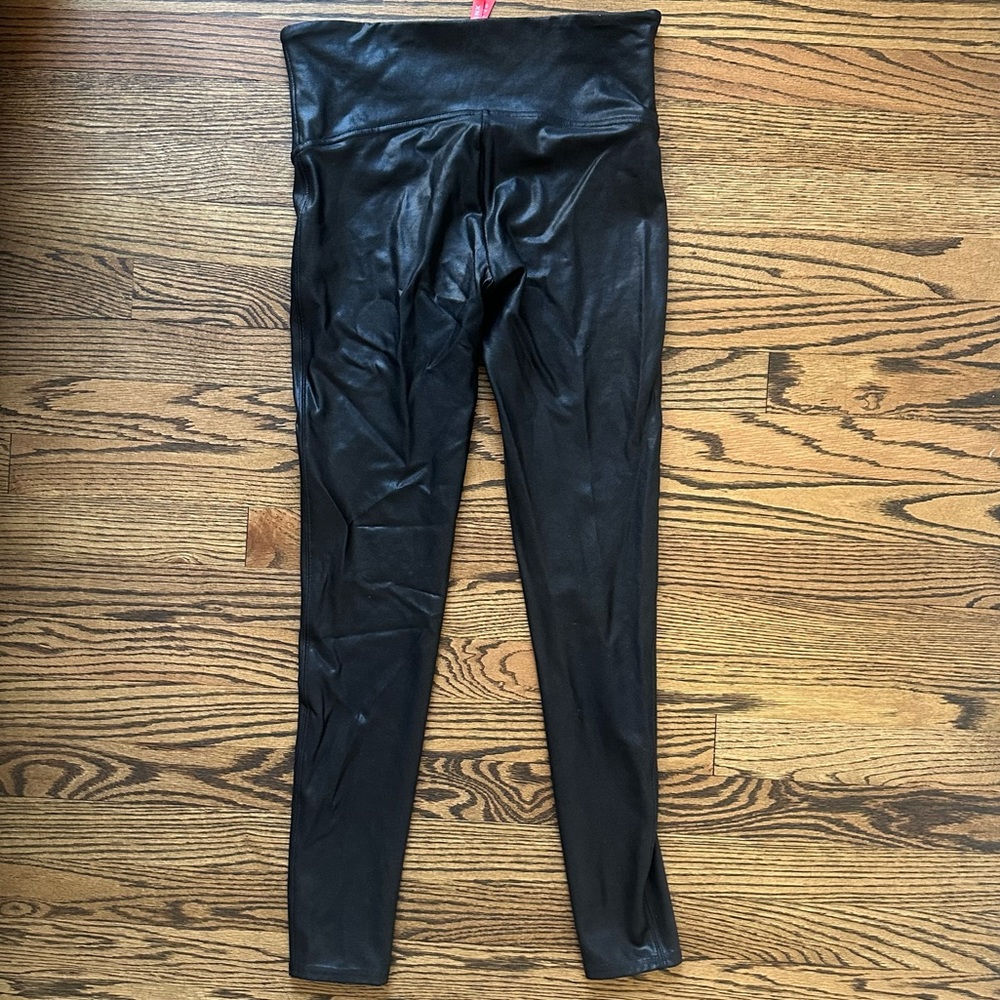 SPANX faux leather leggings, size L